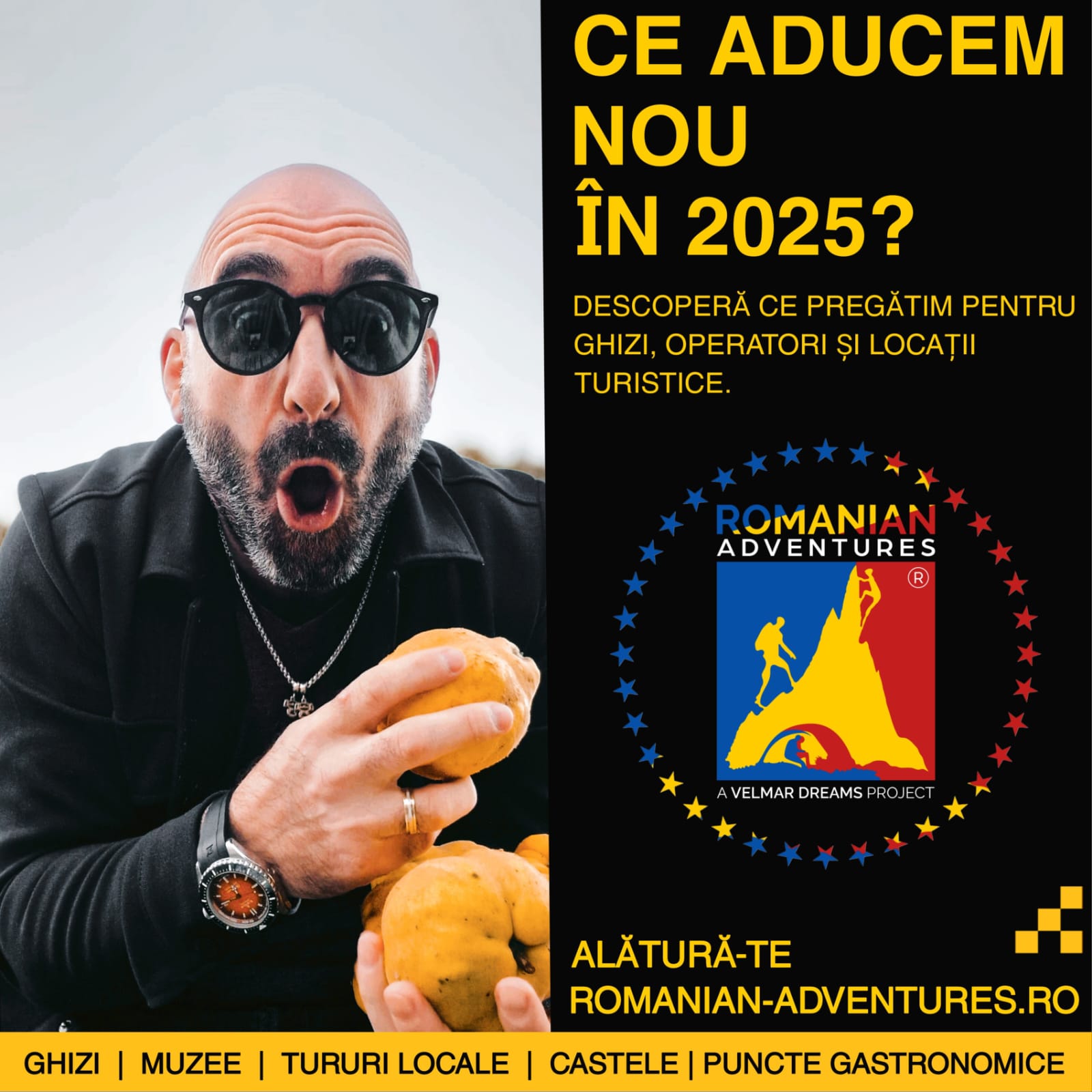 Noutăți 2025 Romanian-Adventures.ro – descoperă noile oportunități din turismul românesc pentru ghizi, puncte gastronomice locale, transferuri în Delta Dunării, excursii și tururi locale